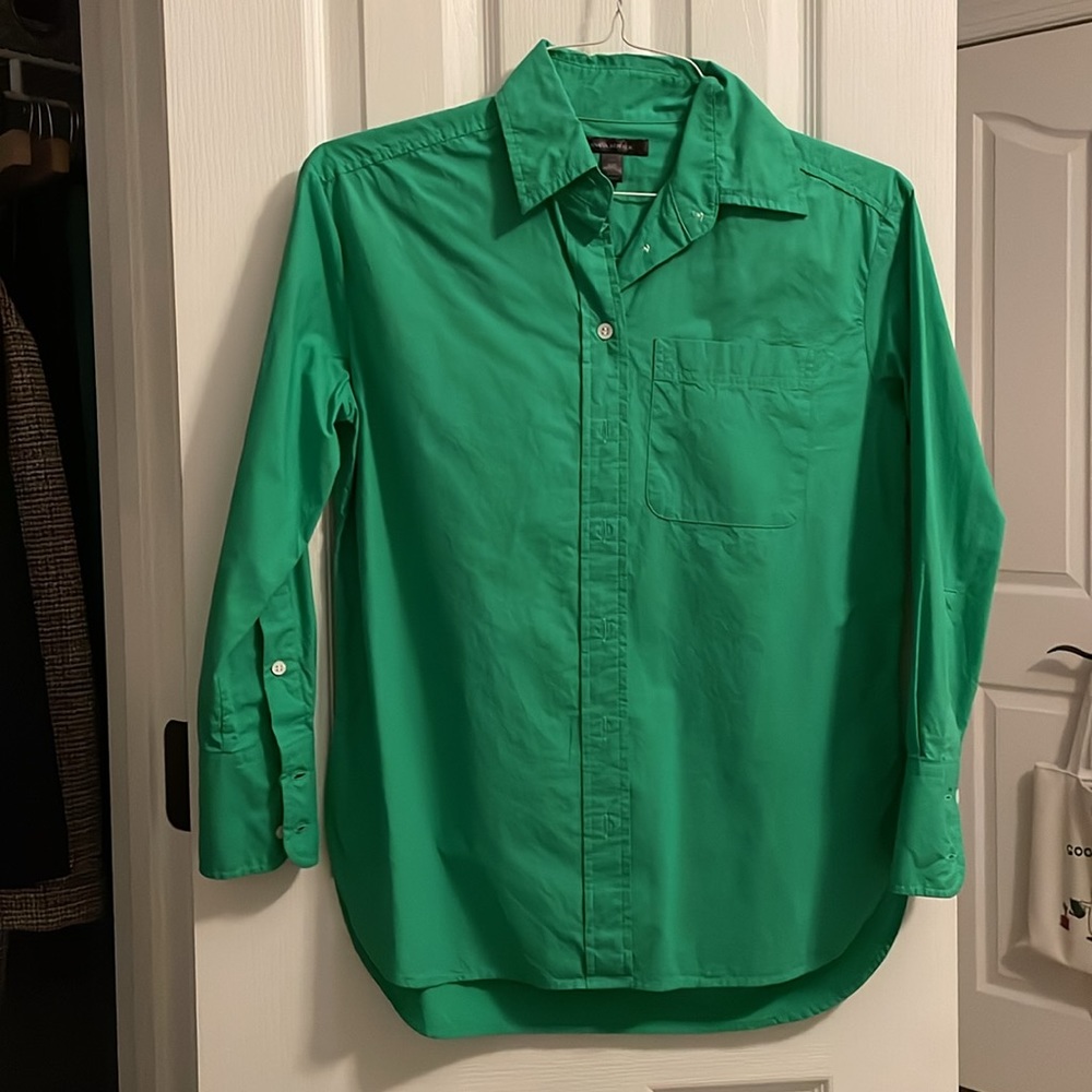 Banana Republic Petite Oversized Poplin Shirt in Bright Green
